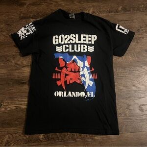 Pro wrestling tees Go2sleep Club Graphic Tee Black with  red White & blue Print